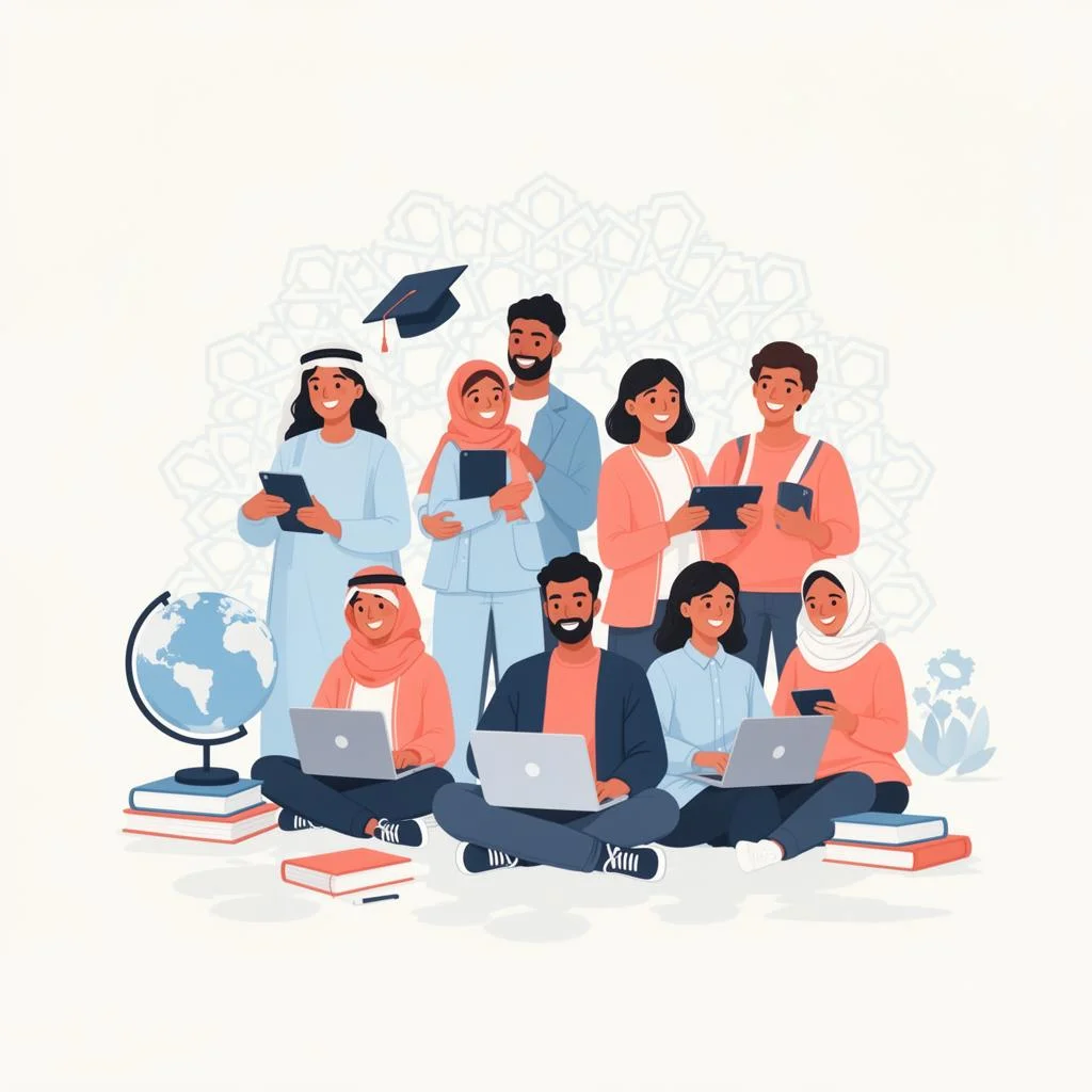 Diverse Middle Eastern students learning online with WeTeach